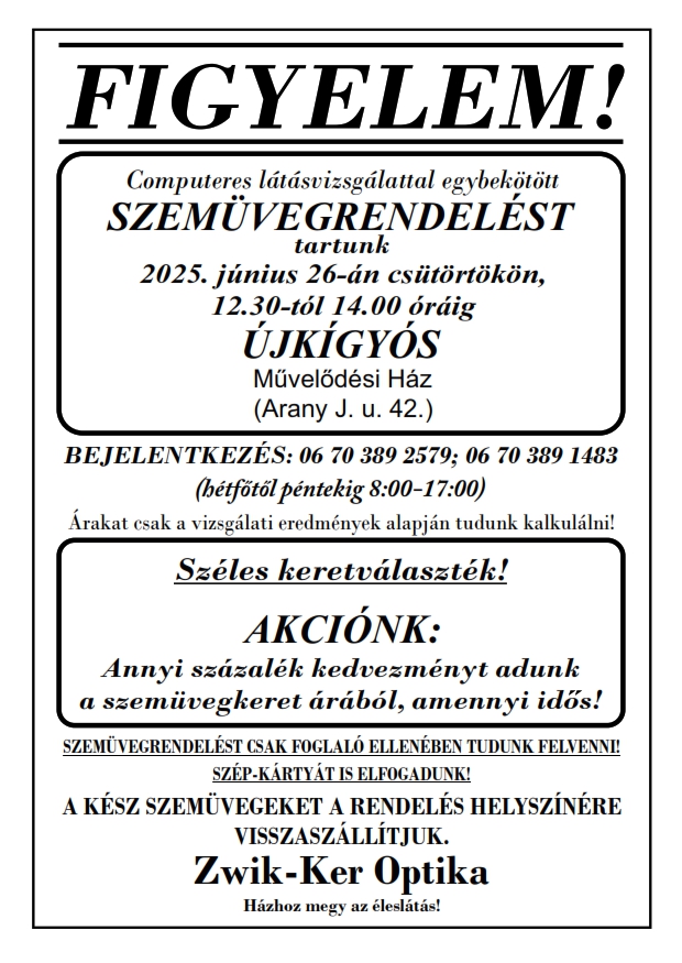 Látásvizsgálattal egybekötött szemüvegrendelés